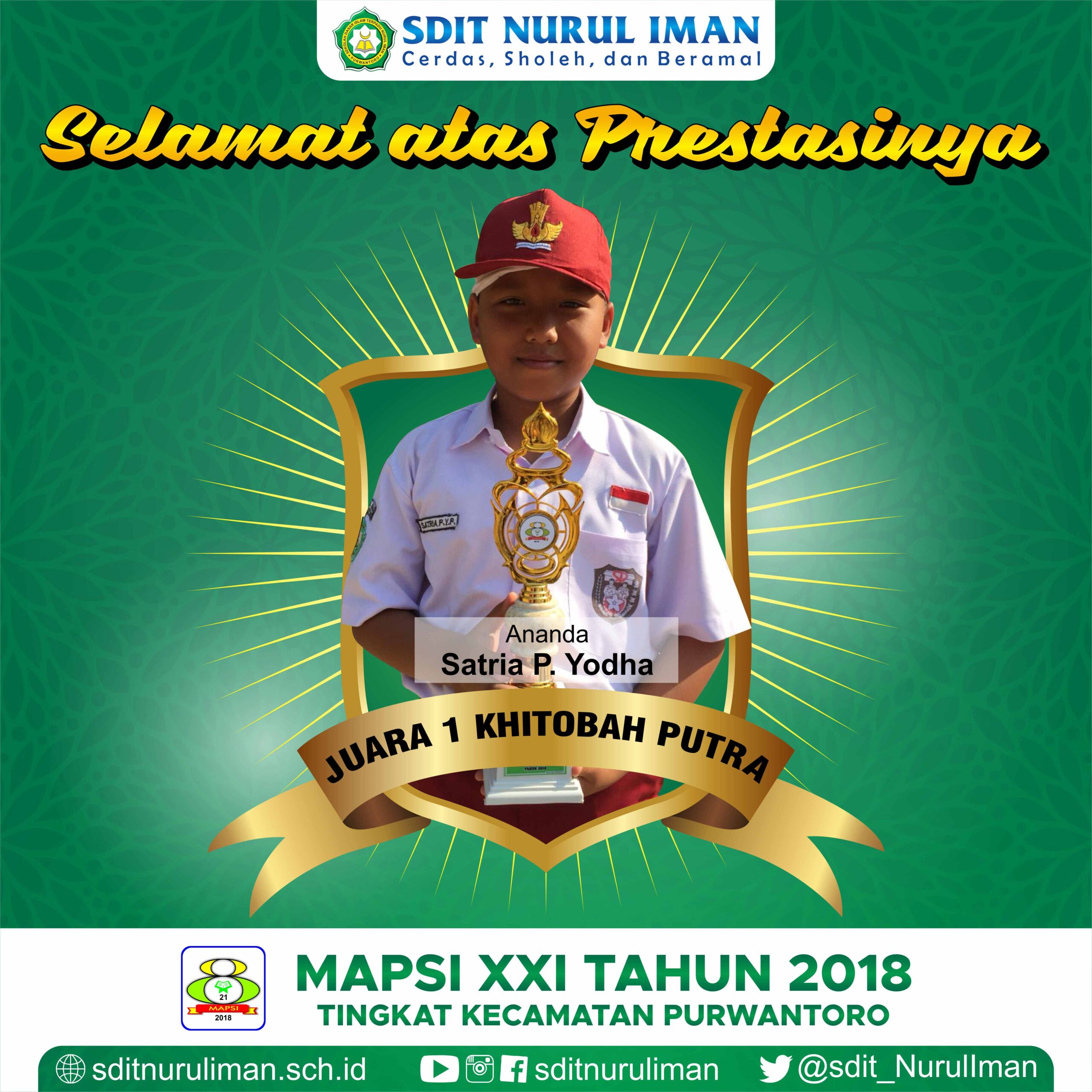Juara 1 Khitobah Putra Lomba MAPSI XXI Tingkat Kecamatan Purwantoro